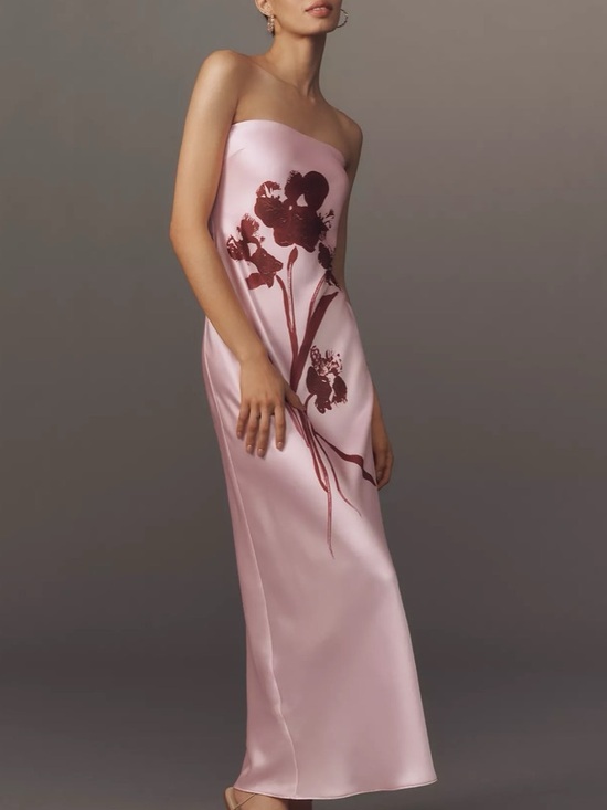 Anthropologie Dresses & Skirts - Anthropologie Strapless Pink Satin Maxi NWTs